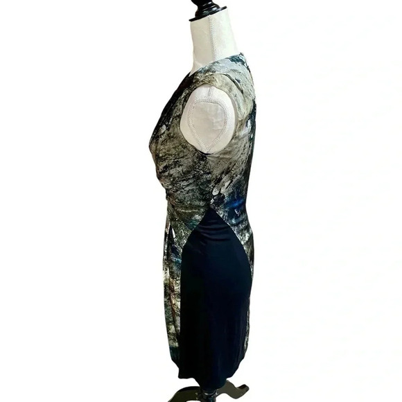 Helmut Lang Silk Granite Paint Splash Criss Cross Dress Size 2 Black Gray - Picture 8 of 15